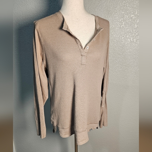 44 Degree North Cotton Blend Long Sleeve Henly with Waffle Knit Size XL Tan - Picture 11 of 14